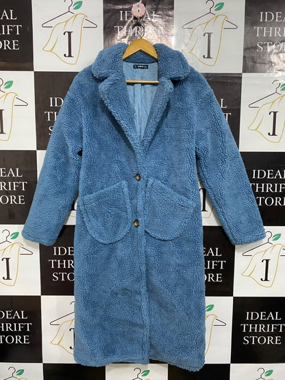 SHEIN |M| BUST 20| A55| BLUE TEDDY FLEECE BUTTON-DOWN TECHNICAL UTILITY COAT