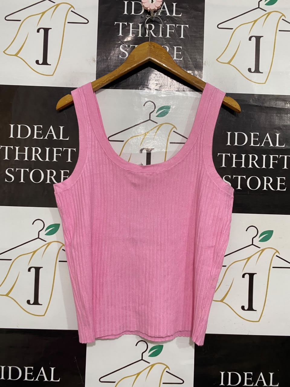 ANKO |M| BUST 18| A55| PINK RIBBED TANK TOP TECHNICAL UTILITY BASIC
