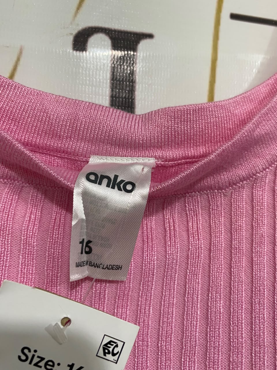 ANKO |M| BUST 18| A55| PINK RIBBED TANK TOP TECHNICAL UTILITY BASIC