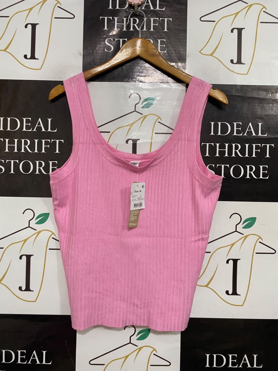 ANKO |M| BUST 18| A55| PINK RIBBED TANK TOP TECHNICAL UTILITY BASIC