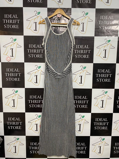 LIONESS |XL| BUST 14| A55| MULTI-COLOR STRIPED RIBBED TANK TECHNICAL UTILITY MIDI DRESS