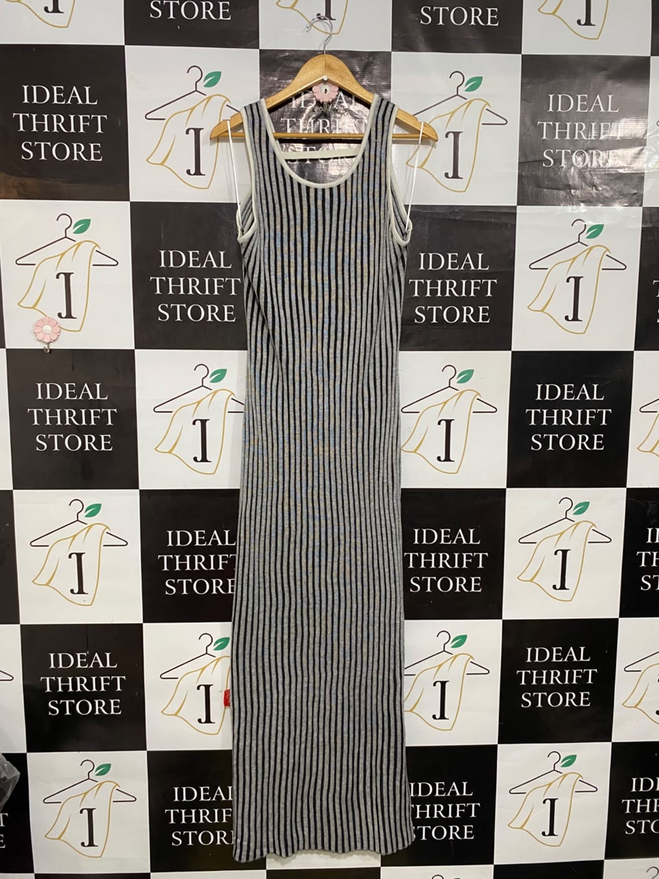 LIONESS |XL| BUST 14| A55| MULTI-COLOR STRIPED RIBBED TANK TECHNICAL UTILITY MIDI DRESS