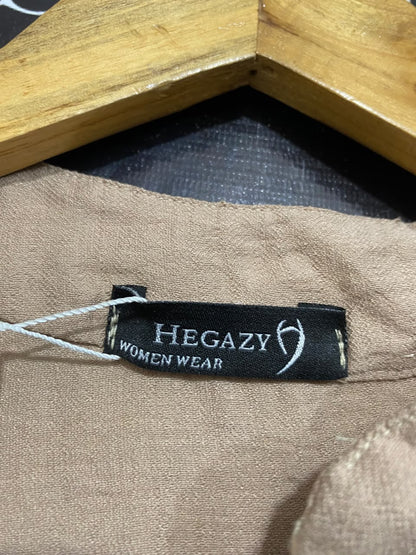 HEGAZY |L| BUST 22| A55| BEIGE MANDARIN-COLLAR TECHNICAL UTILITY TUNIC SHIRT