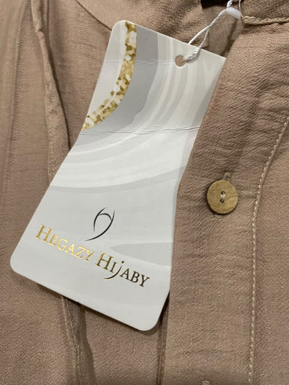HEGAZY |L| BUST 22| A55| BEIGE MANDARIN-COLLAR TECHNICAL UTILITY TUNIC SHIRT
