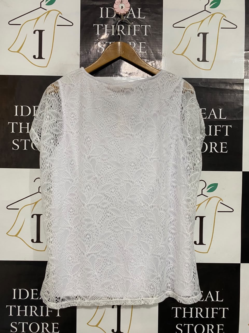 MILLERS |L| BUST 24| A55| WHITE LACE OVERLAY TECHNICAL UTILITY BLOUSE