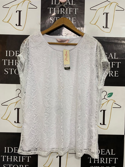 MILLERS |L| BUST 24| A55| WHITE LACE OVERLAY TECHNICAL UTILITY BLOUSE