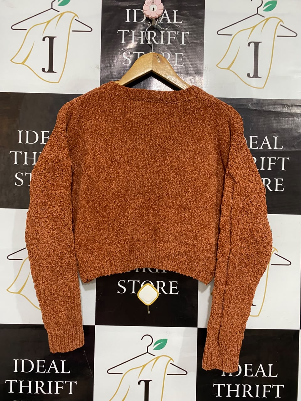DAISY SAYS |M| BUST 21| A55| RUST CABLE-KNIT CROPPED TECHNICAL UTILITY SWEATER