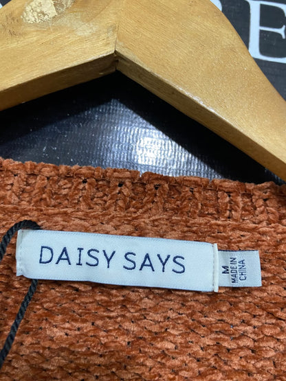 DAISY SAYS |M| BUST 21| A55| RUST CABLE-KNIT CROPPED TECHNICAL UTILITY SWEATER