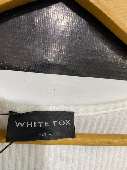 WHITE FOX |XL| BUST 16| A55| OFF-WHITE RIBBED ZIP-FRONT TECHNICAL UTILITY CARDIGAN