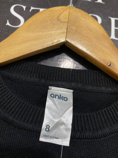 ANKO |S| BUST 12| A55| BLACK RIBBED SHORT-SLEEVE TECHNICAL UTILITY TOP