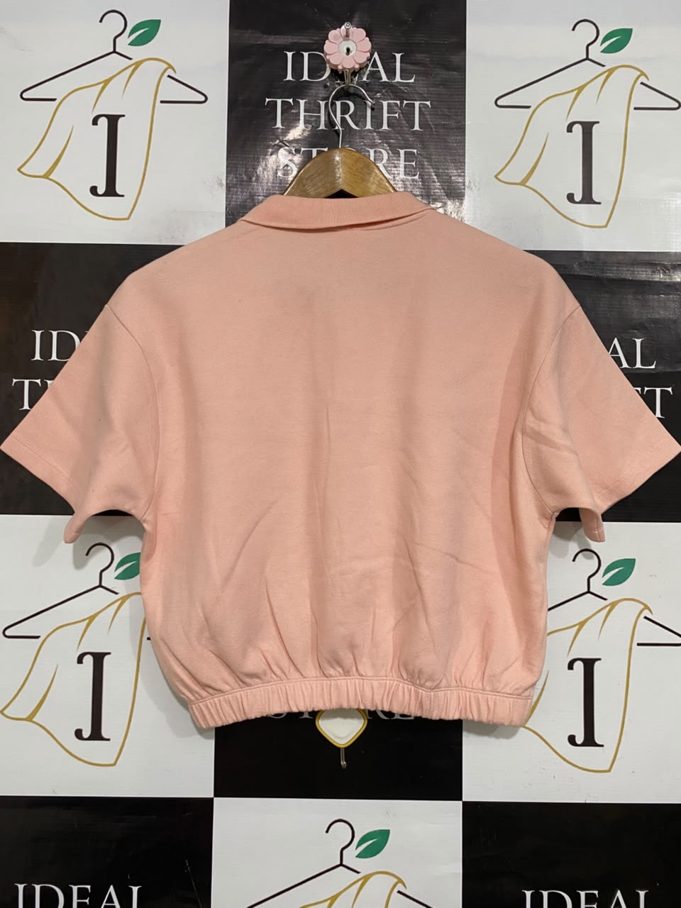 NIKE |L| BUST 21| A55| PEACH SHORT-SLEEVE HALF-ZIP TECHNICAL UTILITY CROP TOP