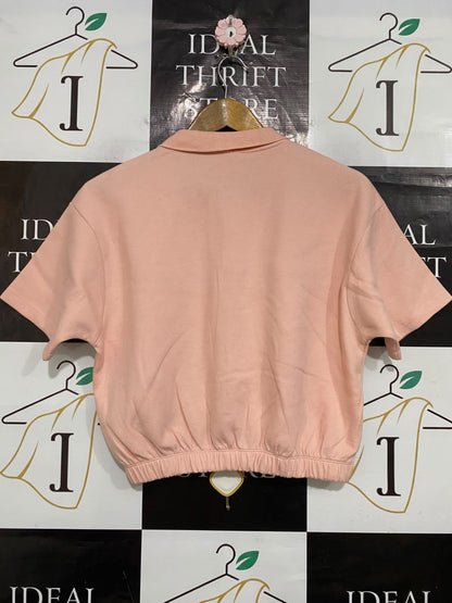 NIKE |L| BUST 21| A55| PEACH SHORT-SLEEVE HALF-ZIP TECHNICAL UTILITY CROP TOP