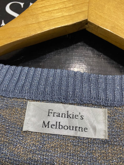 FRANKIES MELBOURNE |L| BUST 20| A55| GREY AND GOLD ANIMAL-PRINT TECHNICAL UTILITY SWEATER