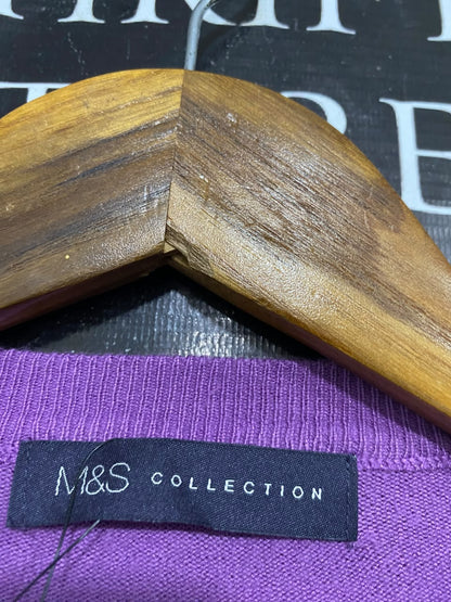 M&S |M| BUST 16| A55| PURPLE BUTTON-FRONT TECHNICAL UTILITY CARDIGAN