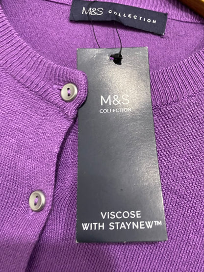 M&S |M| BUST 16| A55| PURPLE BUTTON-FRONT TECHNICAL UTILITY CARDIGAN