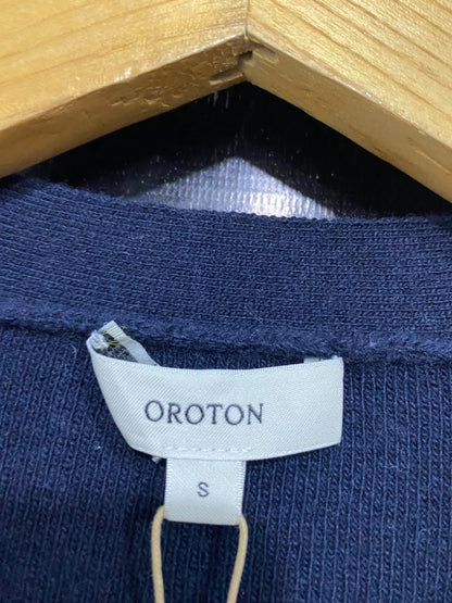 OROTON |S| BUST 19| A55| NAVY BLUE V-NECK BUTTON-FRONT TECHNICAL UTILITY CARDIGAN