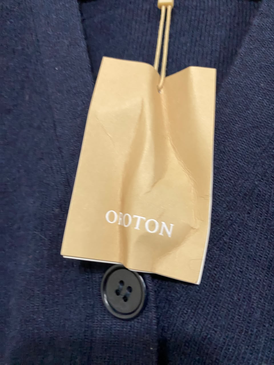 OROTON |S| BUST 19| A55| NAVY BLUE V-NECK BUTTON-FRONT TECHNICAL UTILITY CARDIGAN