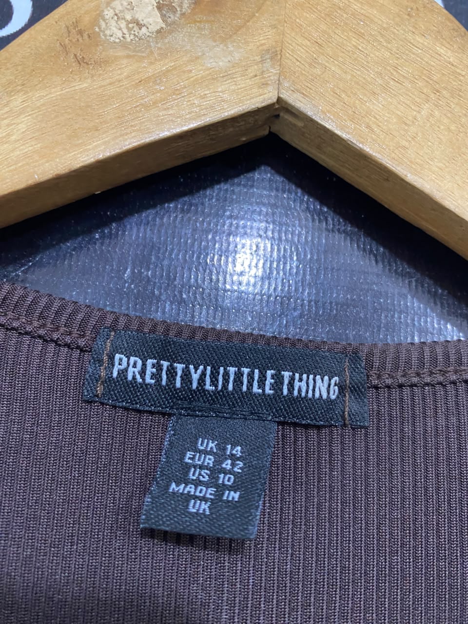 PRETTYLITTLE THING |M| BUST 18| A55| BROWN RIBBED LONG-SLEEVE DRAWSTRING TECHNICAL UTILITY MINI DRESS