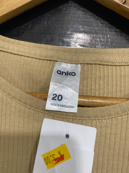 ANKO |L| BUST 20| A55| CAMEL RIBBED SHORT-SLEEVE TECHNICAL UTILITY TEE