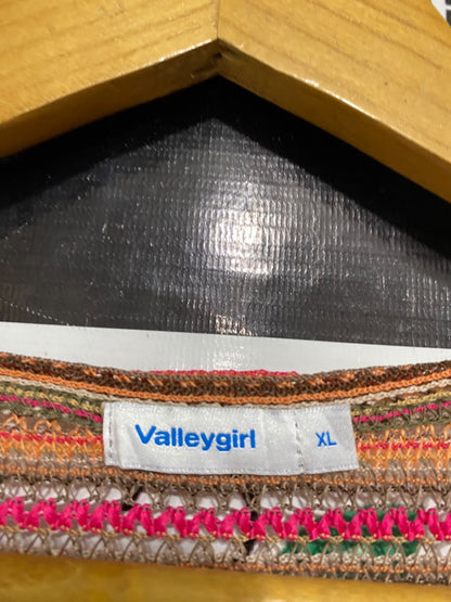 VALLEY GIRL |XL| BUST 17| A54| MULTICOLOR STRIPED OPEN-KNIT TECHNICAL UTILITY CROPPED CARDIGAN