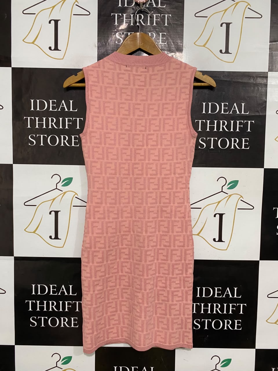 FENDI |S| BUST 14| A54| PINK MONOGRAM SLEEVELESS TECHNICAL UTILITY MINI DRESS