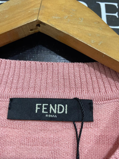 FENDI |S| BUST 14| A54| PINK MONOGRAM SLEEVELESS TECHNICAL UTILITY MINI DRESS