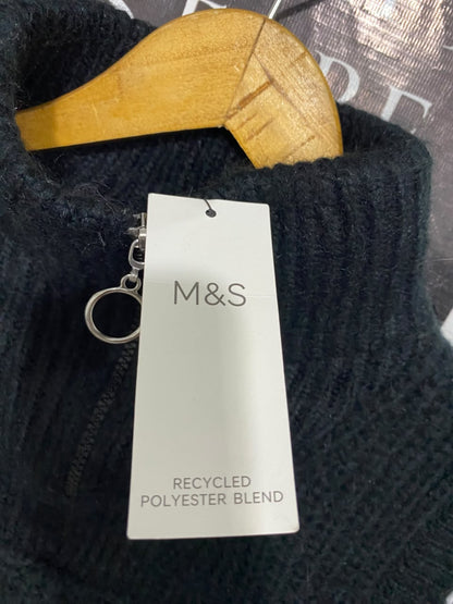 M&S |XS| BUST 18| A54| BLACK HALF-ZIP MOCK-NECK SLEEVELESS TECHNICAL UTILITY KNIT VEST