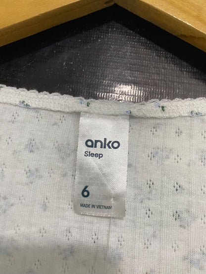 ANKO |XS| BUST 14| A54| WHITE AND BLUE FLORAL PRINT LONG-SLEEVE TECHNICAL UTILITY TOP