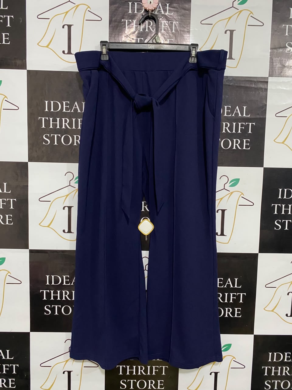 |XXL| WAIST 42| A54| LEE NAVY BLUE WIDE-LEG TIE-WAIST TECHNICAL UTILITY TROUSERS