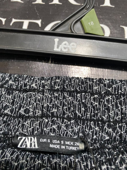 ZARA |S| WAIST 26| A54| GREY MELANGE WIDE-LEG KNIT TECHNICAL UTILITY TROUSERS
