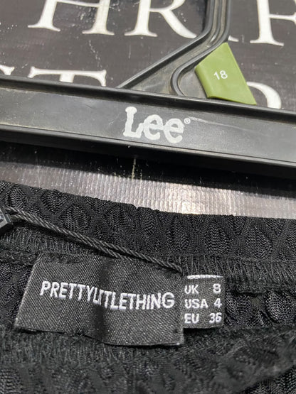 PRETTYLITTLE THING |XS| WAIST 22| A54| BLACK CRINKLE TEXTURED RUFFLE-HEM TECHNICAL UTILITY LEGGINGS