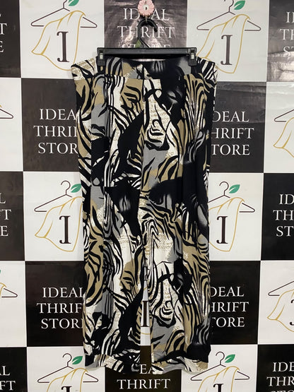 TS |XXL| WAIST 38| A54| ANIMAL PRINT WIDE-LEG FLUID TECHNICAL UTILITY TROUSERS