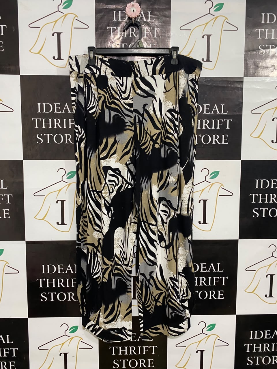 TS |XXL| WAIST 38| A54| ANIMAL PRINT WIDE-LEG FLUID TECHNICAL UTILITY TROUSERS