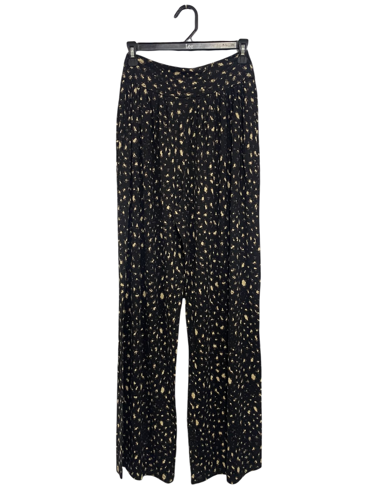M&S |S| WAIST 26| A32| BLACK AND BEIGE ABSTRACT-PRINT TECHNICAL UTILITY WIDE-LEG TROUSERS