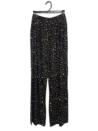 M&S |S| WAIST 26| A32| BLACK AND BEIGE ABSTRACT-PRINT TECHNICAL UTILITY WIDE-LEG TROUSERS