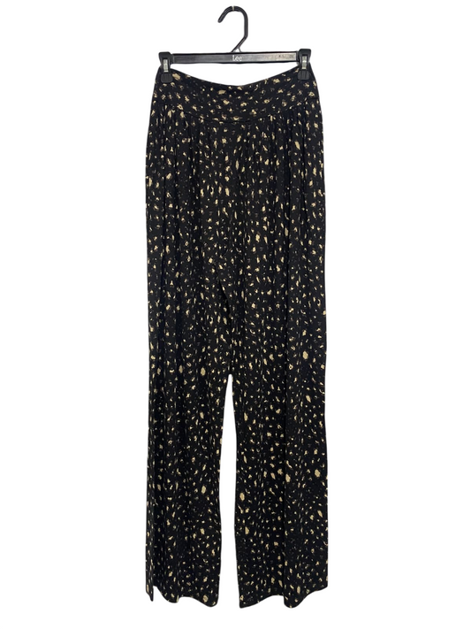 M&S |S| WAIST 26| A32| BLACK AND BEIGE ABSTRACT-PRINT TECHNICAL UTILITY WIDE-LEG TROUSERS