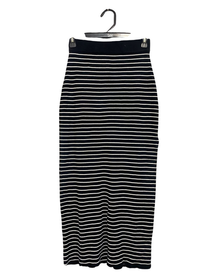 LILY LOVES |XXS| WAIST 24| A32| BLACK AND WHITE STRIPED KNIT TECHNICAL UTILITY MIDI SKIRT
