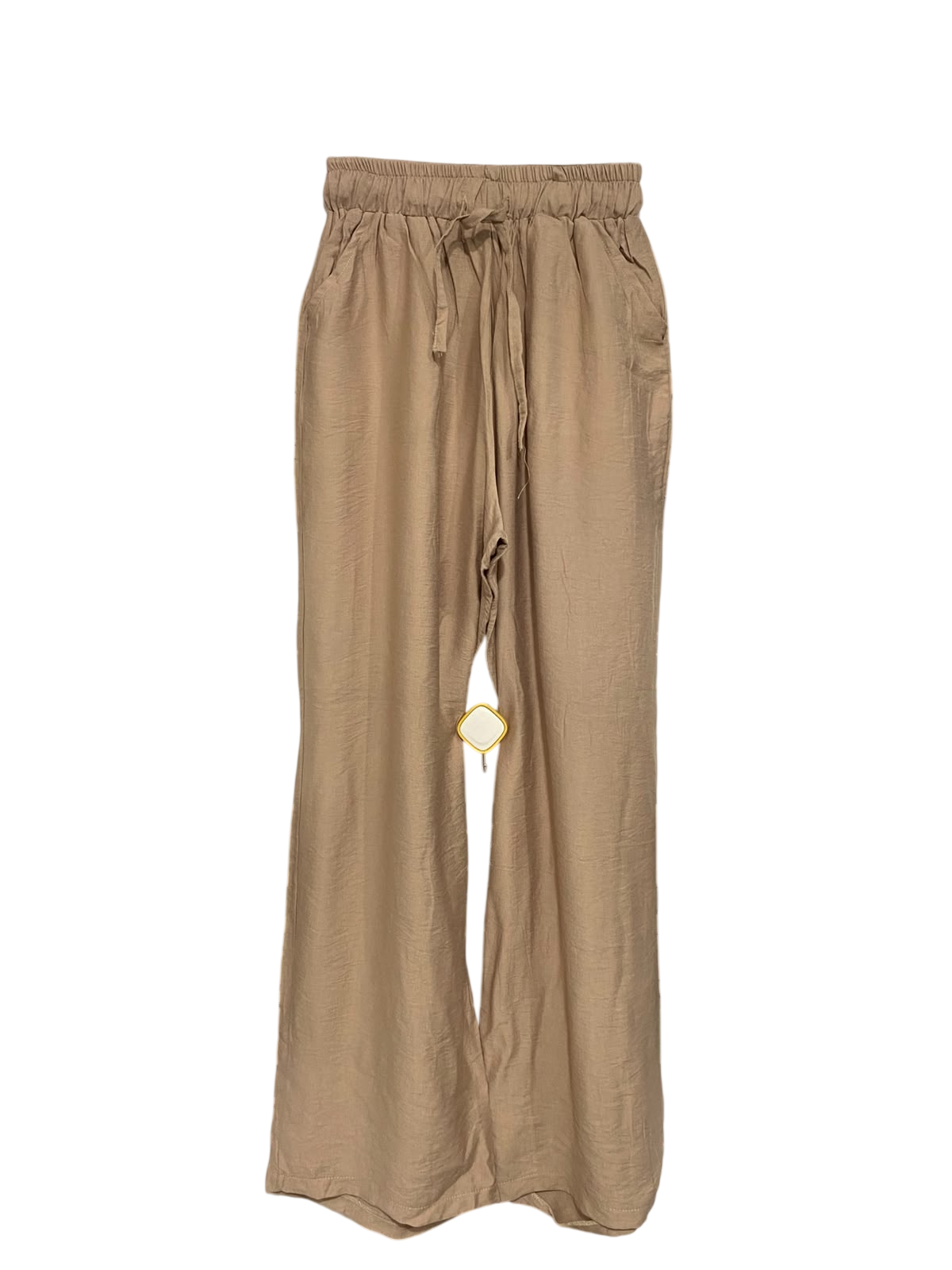 HEGAZY |XS| WAIST 22| A32| BEIGE DRAWSTRING TECHNICAL UTILITY WIDE-LEG TROUSERS