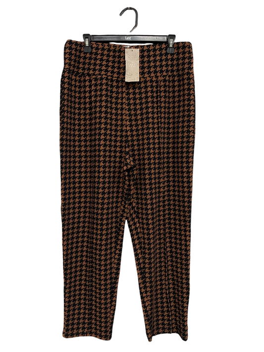 EMERY ROSE |XL| WAIST 34| A55| BROWN AND BLACK HOUNDSTOOTH TECHNICAL UTILITY TROUSERS