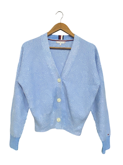 TOMMY HIFIGER |XS| BUST 22| A55| LIGHT BLUE V-NECK TECHNICAL UTILITY CARDIGAN