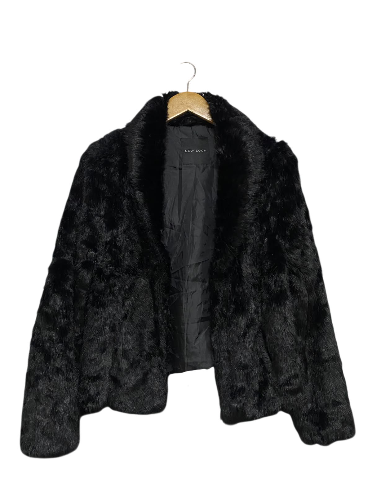 NEW LOOK |M| BUST 22| A55| BLACK FAUX-FUR SHAWL-COLLAR TECHNICAL UTILITY JACKET