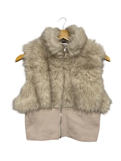 SHEIN |M| BUST 17| A55| TAUPE FAUX-FUR STAND-COLLAR TECHNICAL UTILITY VEST