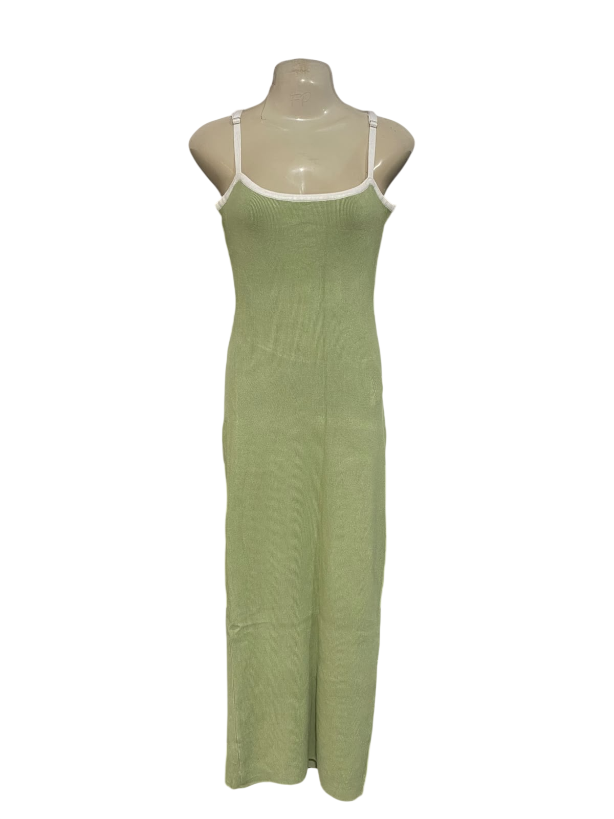 PERFECT STRANGER |M| BUST 17| A56| SAGE GREEN CONTRAST-TRIM RIBBED TECHNICAL UTILITY MAXI DRESS