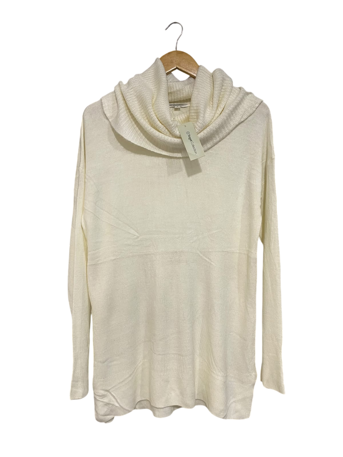 TARGET COLLECTION |M| BUST 20| A56| OFF-WHITE COWL-NECK TECHNICAL UTILITY TUNIC SWEATER