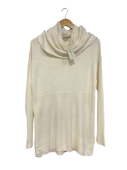 TARGET COLLECTION |M| BUST 20| A56| OFF-WHITE COWL-NECK TECHNICAL UTILITY TUNIC SWEATER