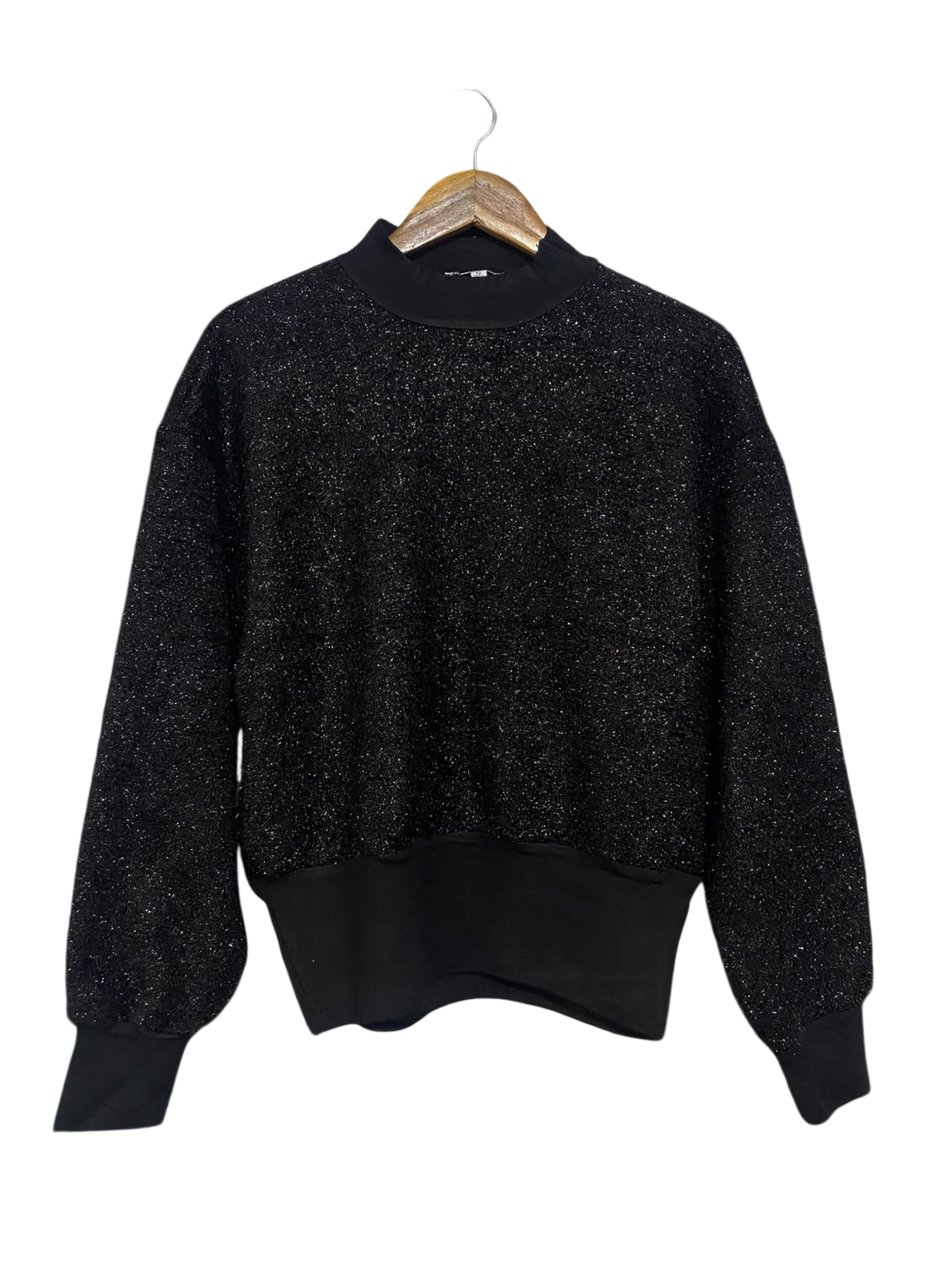 HAMMOCK & VINE |M| BUST 23| A56| BLACK SHIMMER MOCK-NECK TECHNICAL UTILITY SWEATER