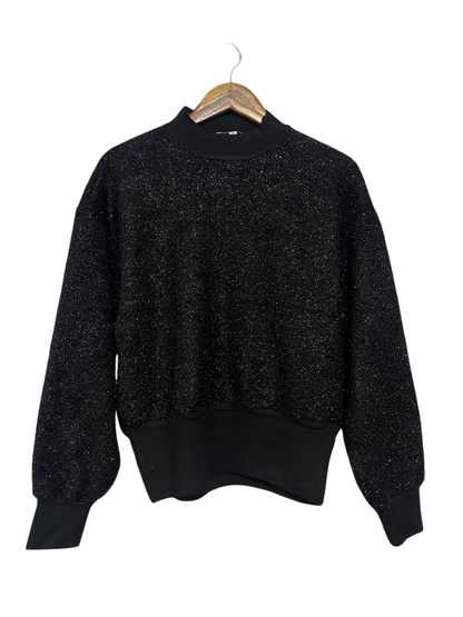 HAMMOCK & VINE |M| BUST 23| A56| BLACK SHIMMER MOCK-NECK TECHNICAL UTILITY SWEATER