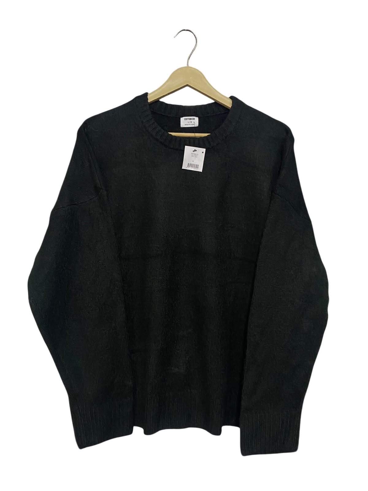 COTTON ON |L| BUST 23| A56| BLACK CREWNECK TECHNICAL UTILITY SWEATER