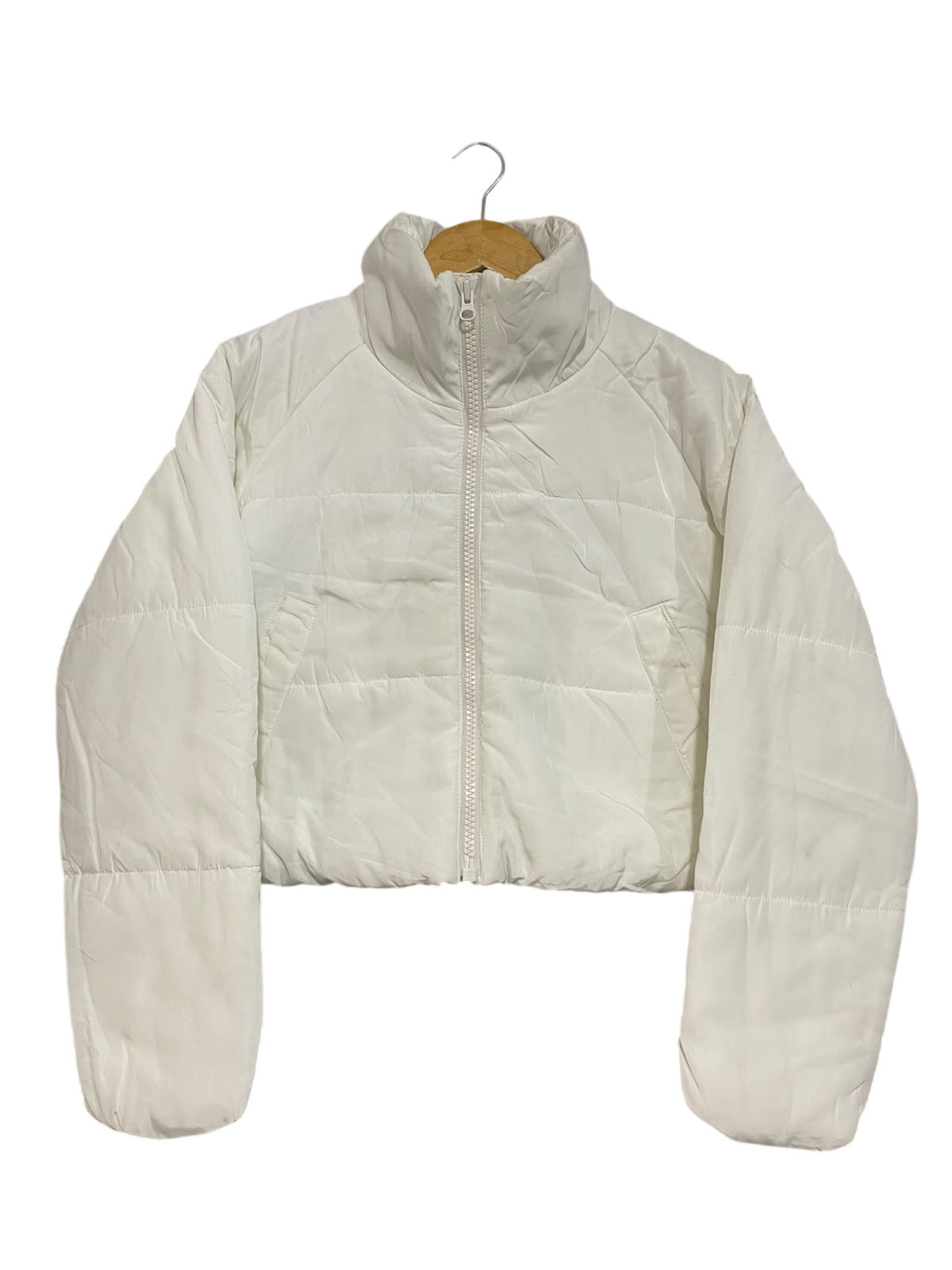 GLASSONS |XS| BUST 21| A56| OFF-WHITE CROPPED PUFFER JACKET TECHNICAL UTILITY OUTERWEAR