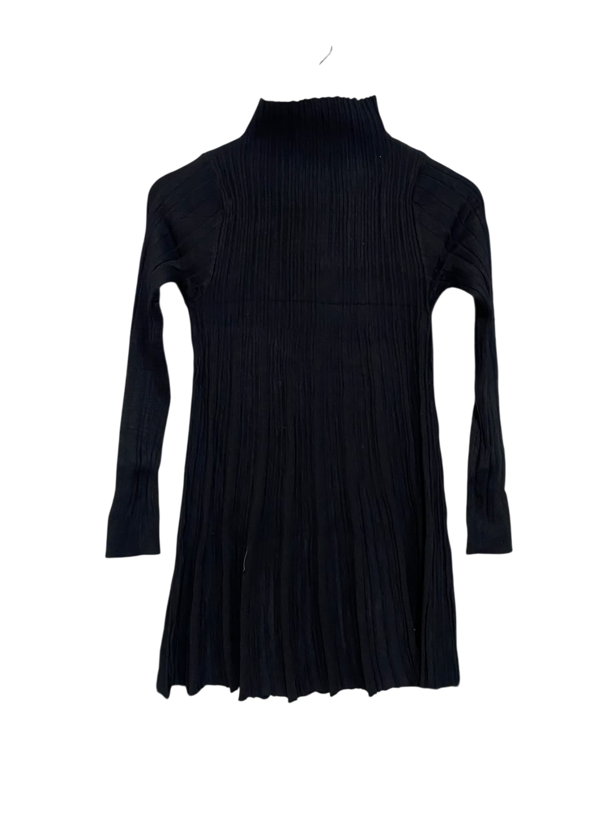 |S| BUST 14| A56| BLACK MOCK-NECK RIBBED TECHNICAL UTILITY TUNIC SWEATER